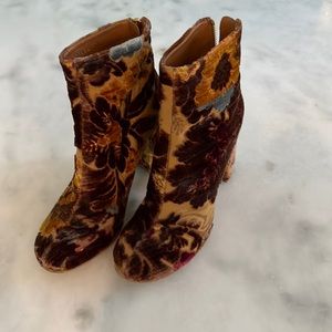 Stella McCartney Velvet Floral 4” Heeled Boots